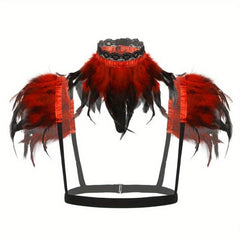 Punk Collar Shoulder Accessories Gothic Feather Belt Shawl Suit