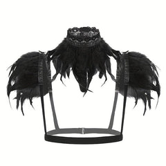Punk Collar Shoulder Accessories Gothic Feather Belt Shawl Suit
