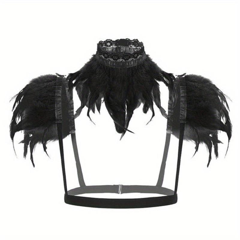 Punk Collar Shoulder Accessories Gothic Feather Belt Shawl Suit