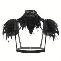 Punk Collar Shoulder Accessories Gothic Feather Belt Shawl Suit