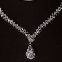 3pcs Crystal Bridal Crown Necklace Earrings Set