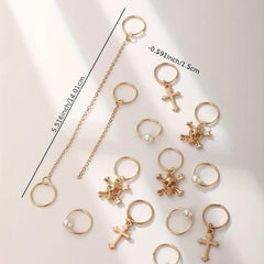 12pcs Braids Hair Ring with Skull Cross Tassel Alloy Dreadlock Ring Style Hair