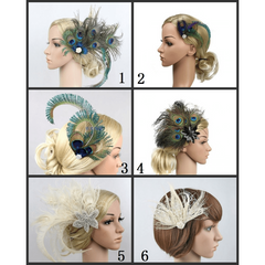 Peacock Hair Clip Fascinator Flapper Hair Pin Wedding Party