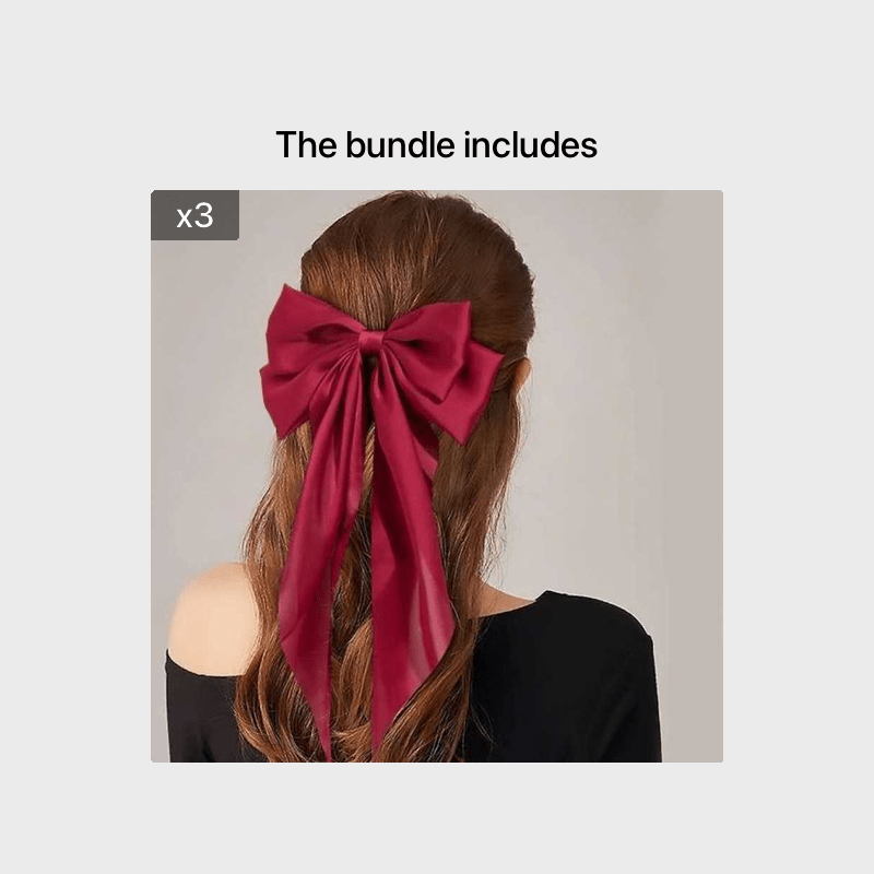 Large Red Hair Bow Silk Stain Hair Barrettes For Women