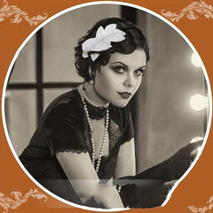 Retro Flapper Headband Rhinestone Hair Accessory Brown Petal Flower