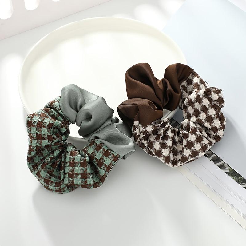 Plaid Print Scrunchies Hair Tie Style Hair Rope Elastic Ponytail Holder