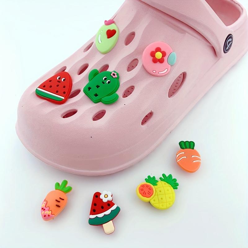 12pcs Cartoon Fruit Shoe Charms Resin Shoe Buckle Clogs DIY Accessories