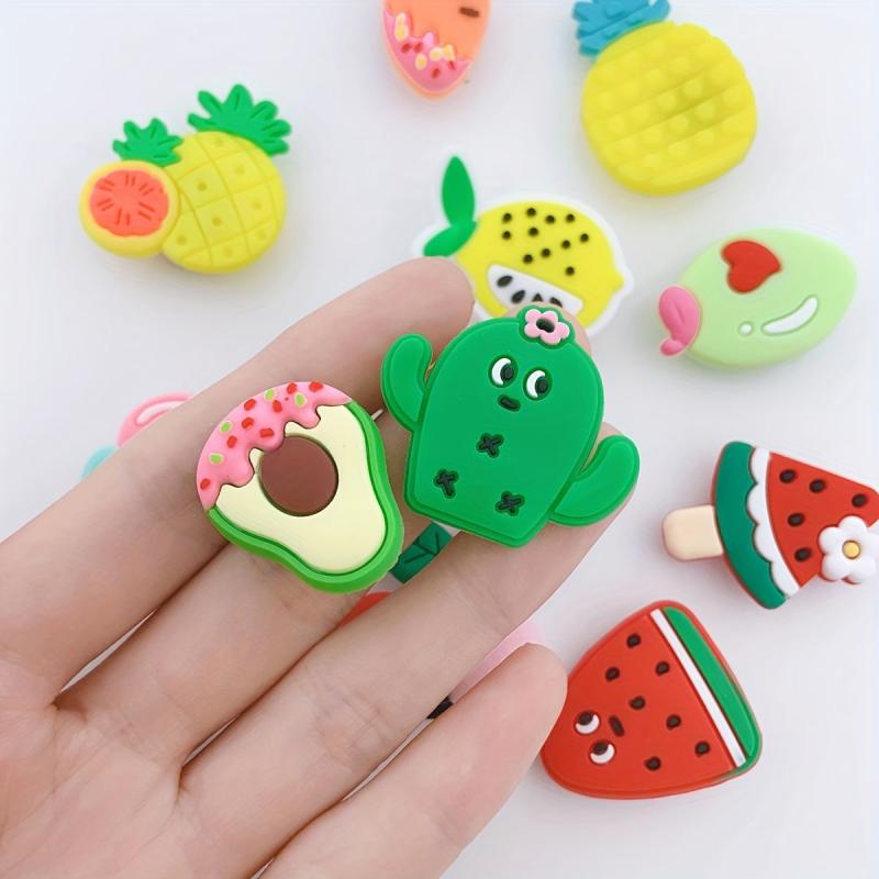 12pcs Cartoon Fruit Shoe Charms Resin Shoe Buckle Clogs DIY Accessories