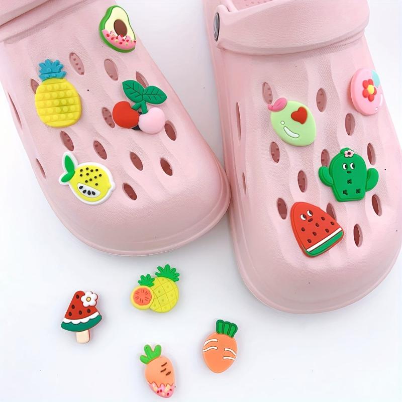12pcs Cartoon Fruit Shoe Charms Resin Shoe Buckle Clogs DIY Accessories