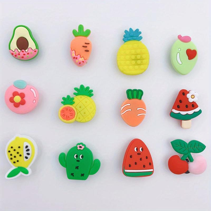 12pcs Cartoon Fruit Shoe Charms Resin Shoe Buckle Clogs DIY Accessories