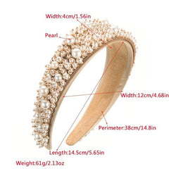 Faux Pearl Headband Beaded Wide Hairbands Hair Accessories