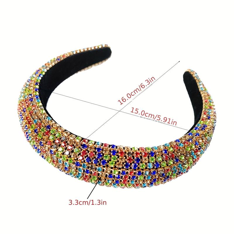 Baroque Rhinestone Headband Wide Brim Head Hoop Headdress Glitter Hair Band