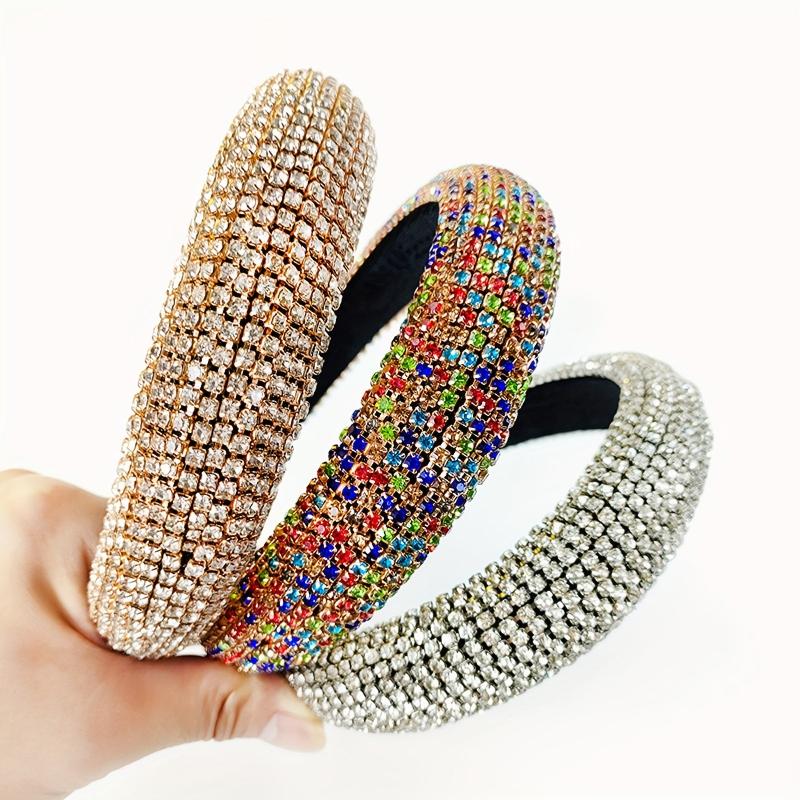 Baroque Rhinestone Headband Wide Brim Head Hoop Headdress Glitter Hair Band