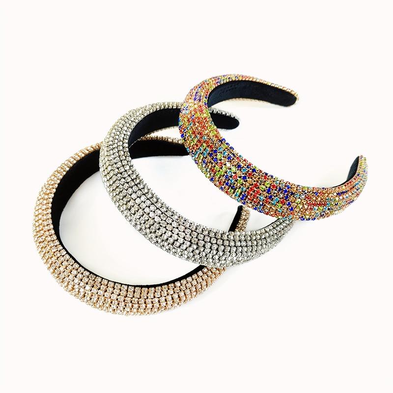 Baroque Rhinestone Headband Wide Brim Head Hoop Headdress Glitter Hair Band