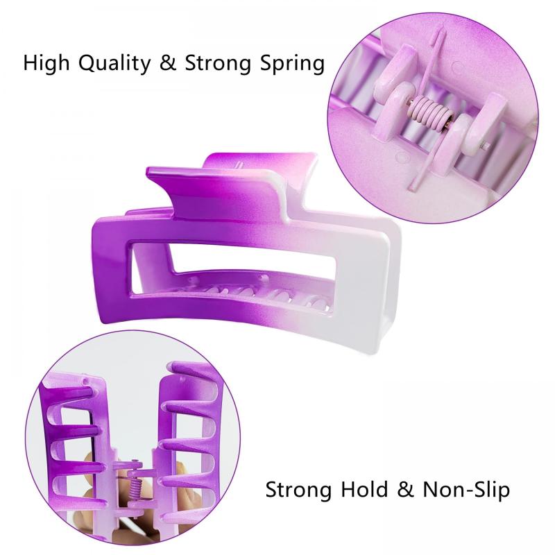 Rectangle Gradient Hair Claw Clip Non Slip Strong Hold Grip Hair Jaw Clip