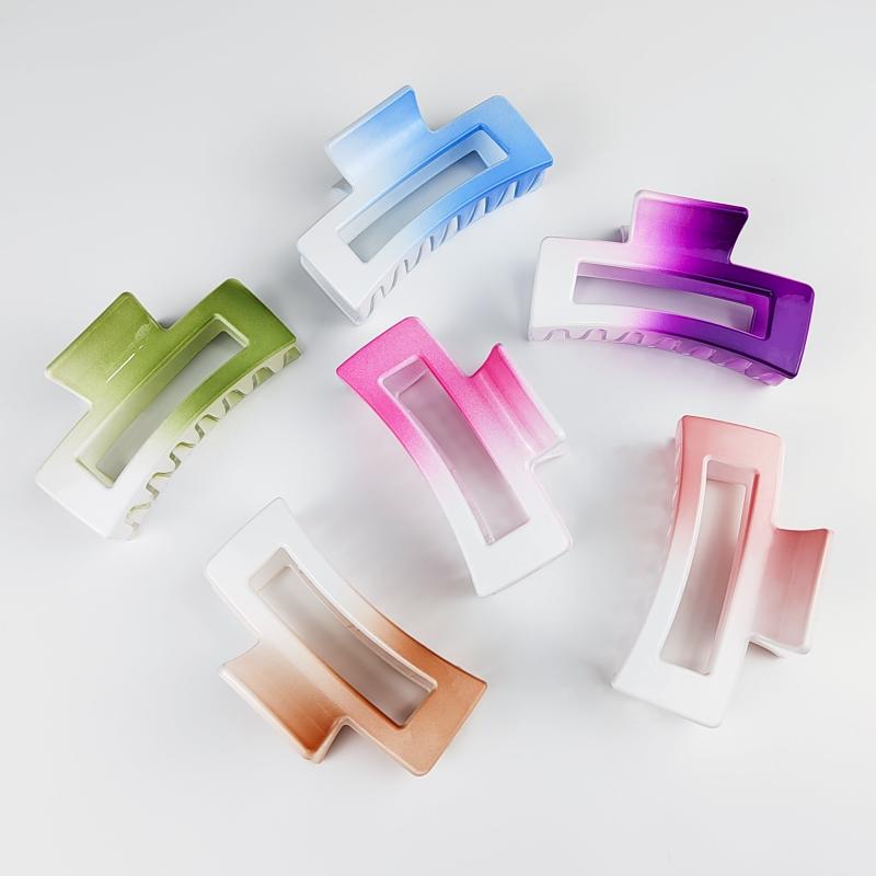 Rectangle Gradient Hair Claw Clip Non Slip Strong Hold Grip Hair Jaw Clip