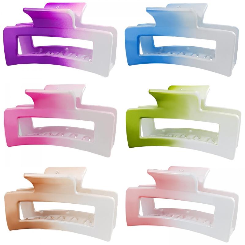 Rectangle Gradient Hair Claw Clip Non Slip Strong Hold Grip Hair Jaw Clip