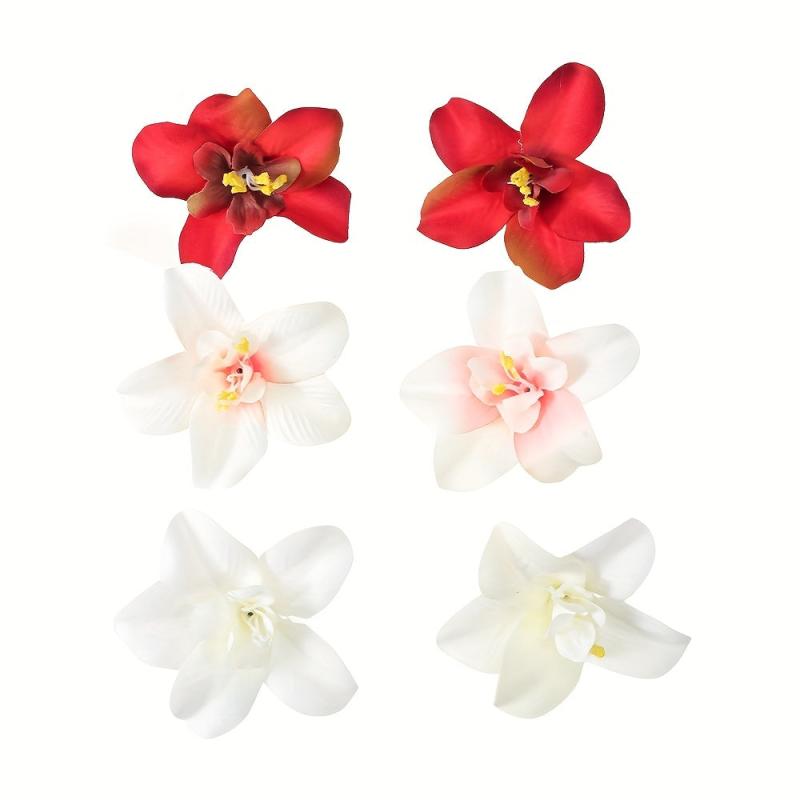 6pcs Hibiscus Hair Clip Flower Clip Boho Style for Women Girls Hair