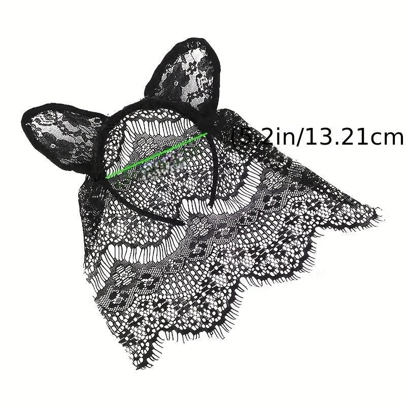 Halloween Bunny Ears Headband Lace Hair Band Veil Headdress