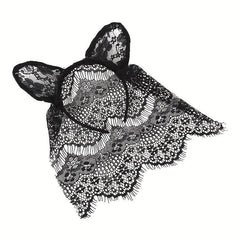 Halloween Bunny Ears Headband Lace Hair Band Veil Headdress