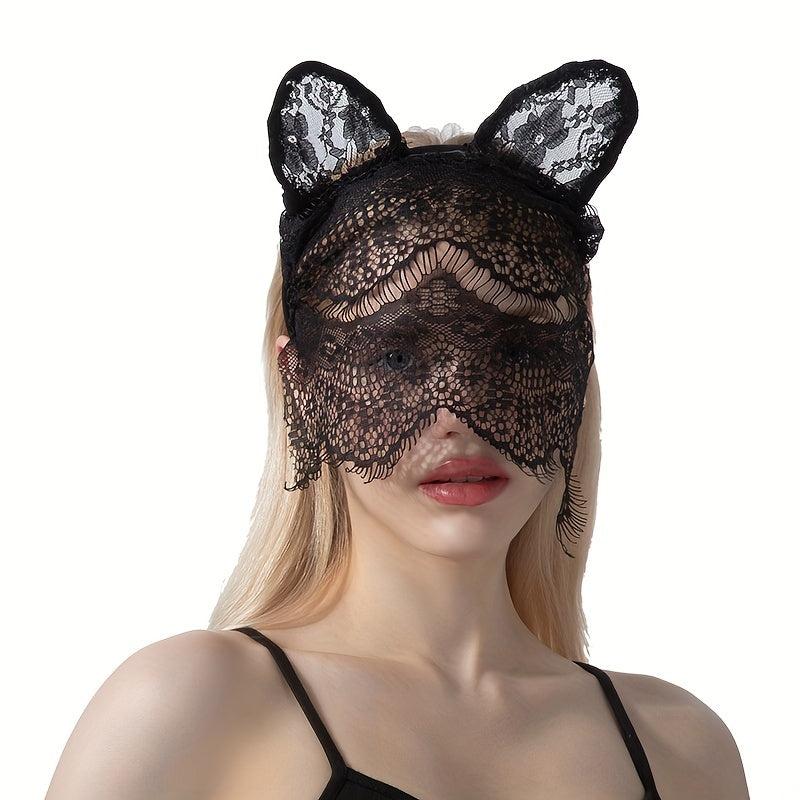 Halloween Bunny Ears Headband Lace Hair Band Veil Headdress