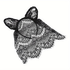 Halloween Bunny Ears Headband Lace Hair Band Veil Headdress