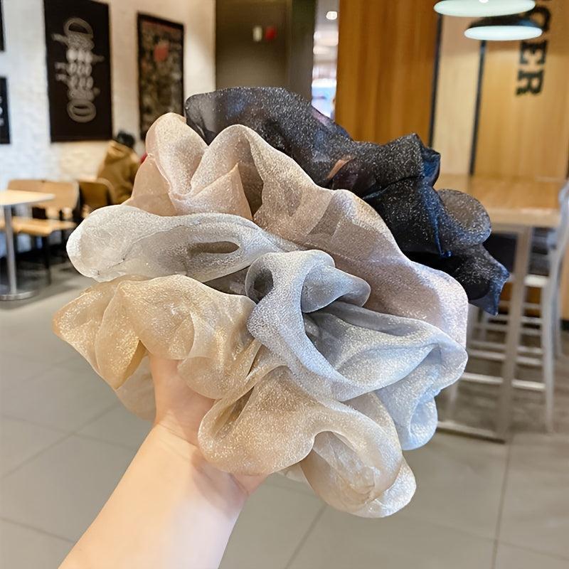 Organza Solid Oversize Scrunchie Ponytail Elastic Hair Tie Scrunchy