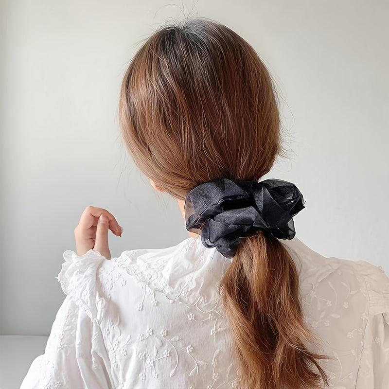 Organza Solid Oversize Scrunchie Ponytail Elastic Hair Tie Scrunchy