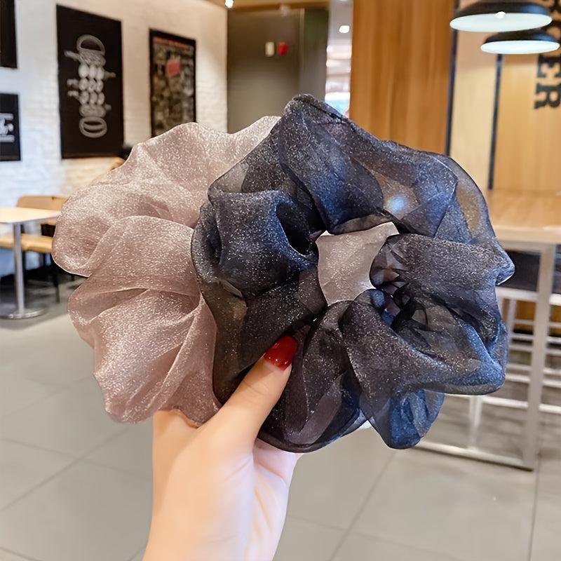 Organza Solid Oversize Scrunchie Ponytail Elastic Hair Tie Scrunchy