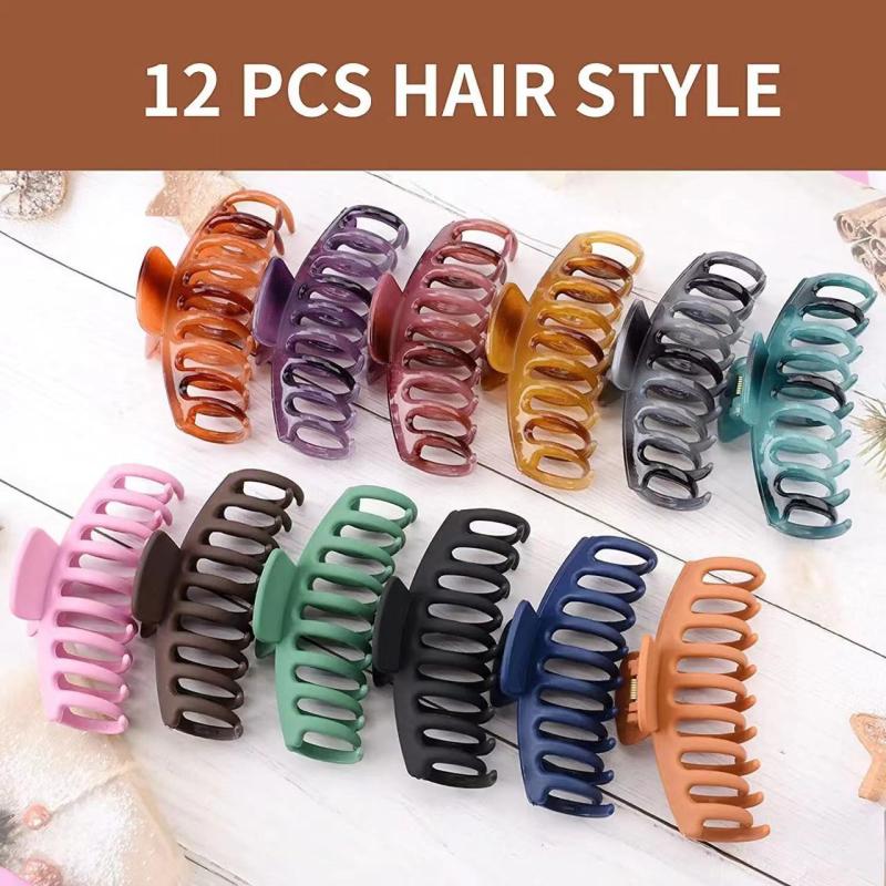 12 Pcs Matte Nonslip Large Hair Claw Clips Strong Hold Hair Clips