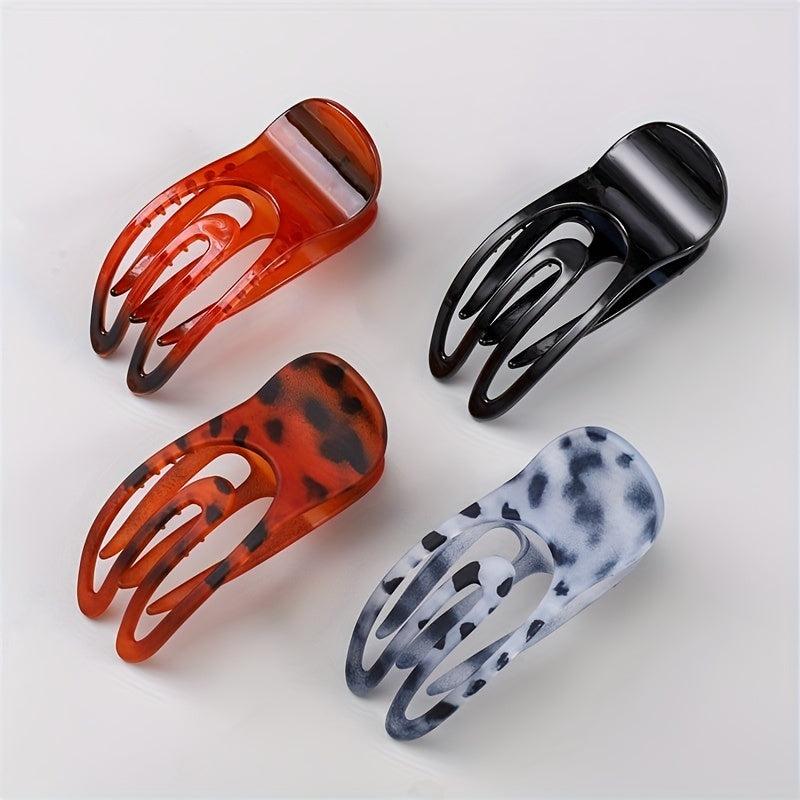 4pcs Duck Billed Clip Leopard Hair Claw Women Girls Hair Accessories