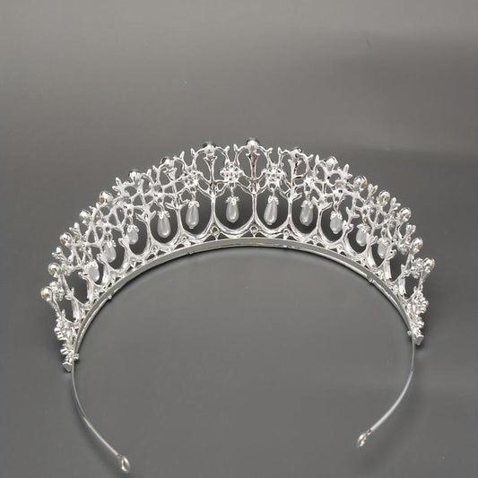 Princess Bridal Crown Rhinestone Faux Pearl Head Jewelry
