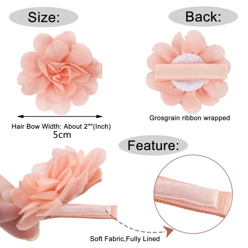 40pcs Chiffon Flower Hair Clips Bowknot Clips for Baby Girls