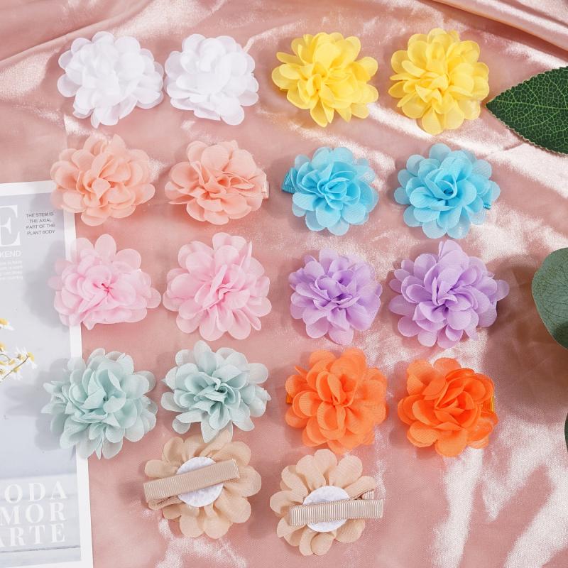 40pcs Chiffon Flower Hair Clips Bowknot Clips for Baby Girls
