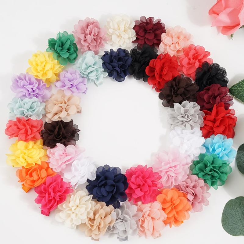 40pcs Chiffon Flower Hair Clips Bowknot Clips for Baby Girls