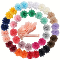 40pcs Chiffon Flower Hair Clips Bowknot Clips for Baby Girls