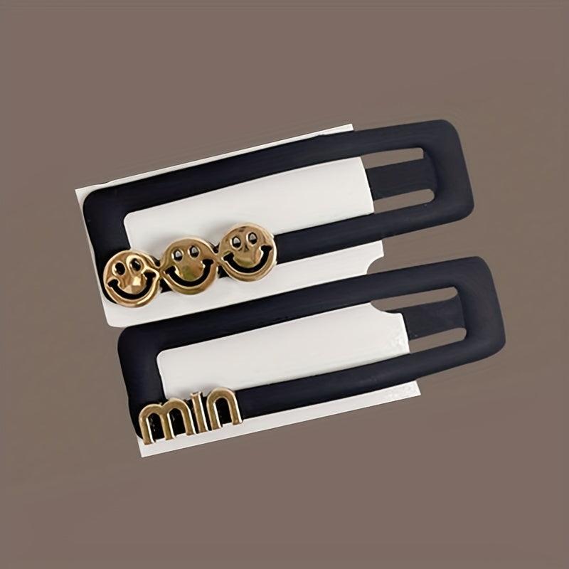 Golden Smile Face Hair Clip Frosted Texture Hair Accessories