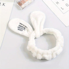 Adjustable Bunny Ears Headband Wide Hairband Makeup Wrap
