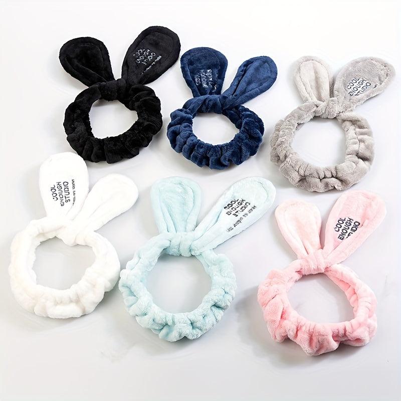 Adjustable Bunny Ears Headband Wide Hairband Makeup Wrap