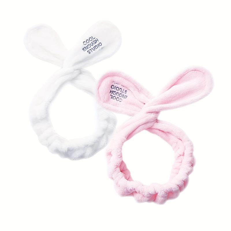 Adjustable Bunny Ears Headband Wide Hairband Makeup Wrap