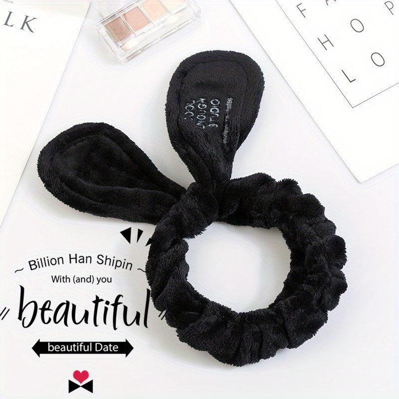 Adjustable Bunny Ears Headband Wide Hairband Makeup Wrap