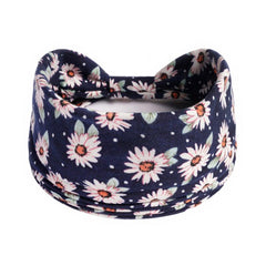 Boho Stretchy Daisy Pattern Wide Headband Turban
