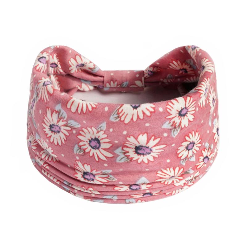 Boho Stretchy Daisy Pattern Wide Headband Turban