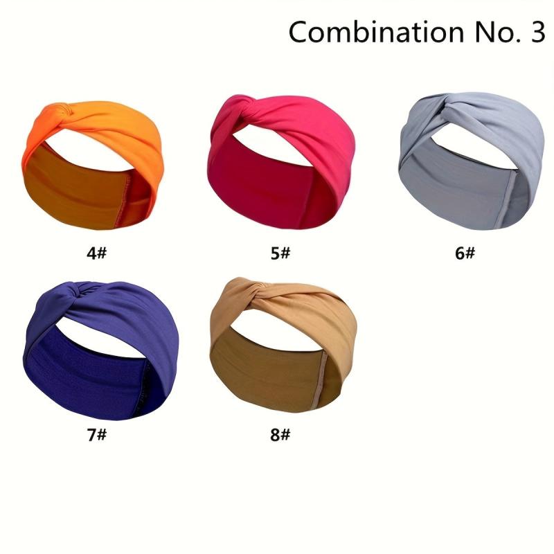 5pcs Headband Women Wide Head Wraps Knotted Elastic Teen Girls Yoga Solid Hair