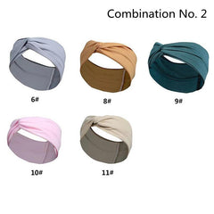 5pcs Headband Women Wide Head Wraps Knotted Elastic Teen Girls Yoga Solid Hair