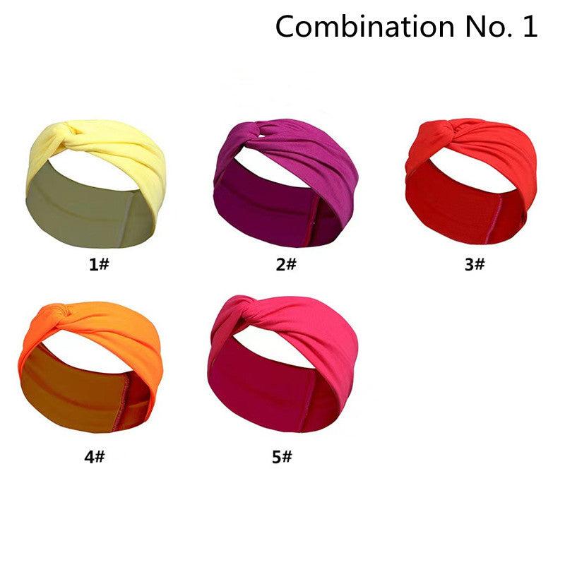 5pcs Headband Women Wide Head Wraps Knotted Elastic Teen Girls Yoga Solid Hair