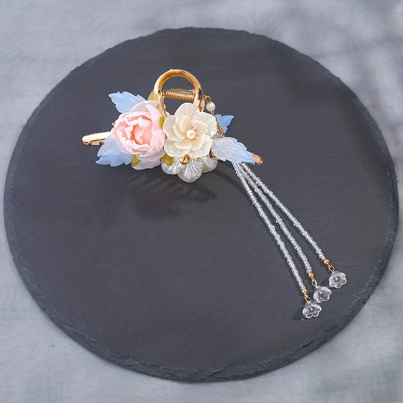 Large Hair Claw Flower Shark Claw With Pendant Ponytail Holder