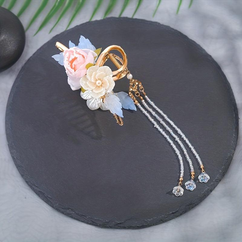 Large Hair Claw Flower Shark Claw With Pendant Ponytail Holder