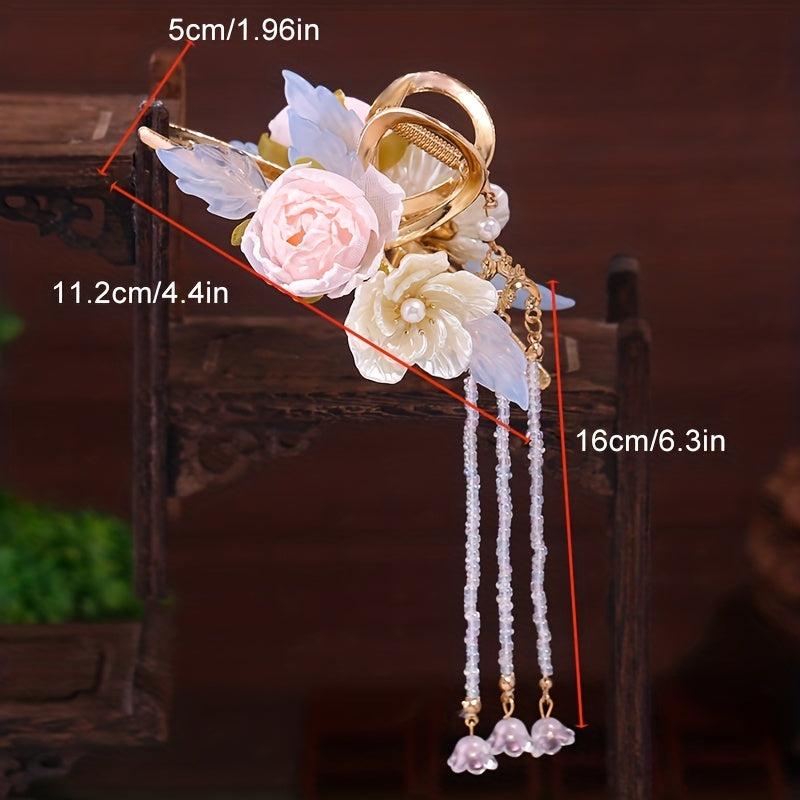 Large Hair Claw Flower Shark Claw With Pendant Ponytail Holder