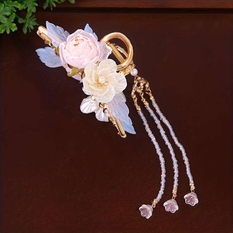 Large Hair Claw Flower Shark Claw With Pendant Ponytail Holder